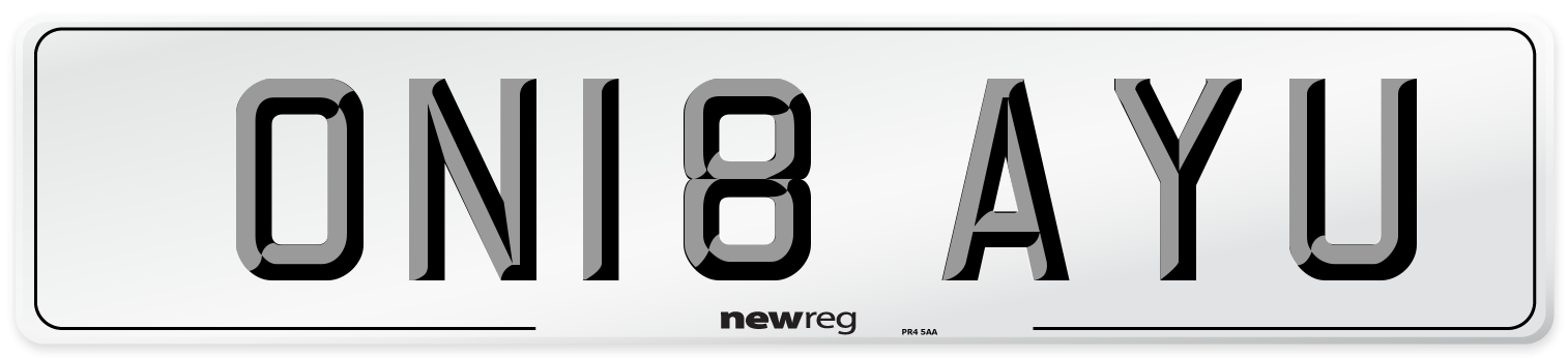 ON18 AYU Number Plate from New Reg